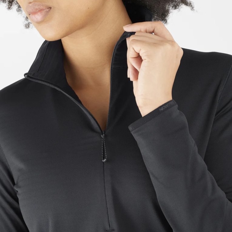 Chaquetas Salomon Essential Lightwarm Half Zip Mujer Negros | MX STAD904